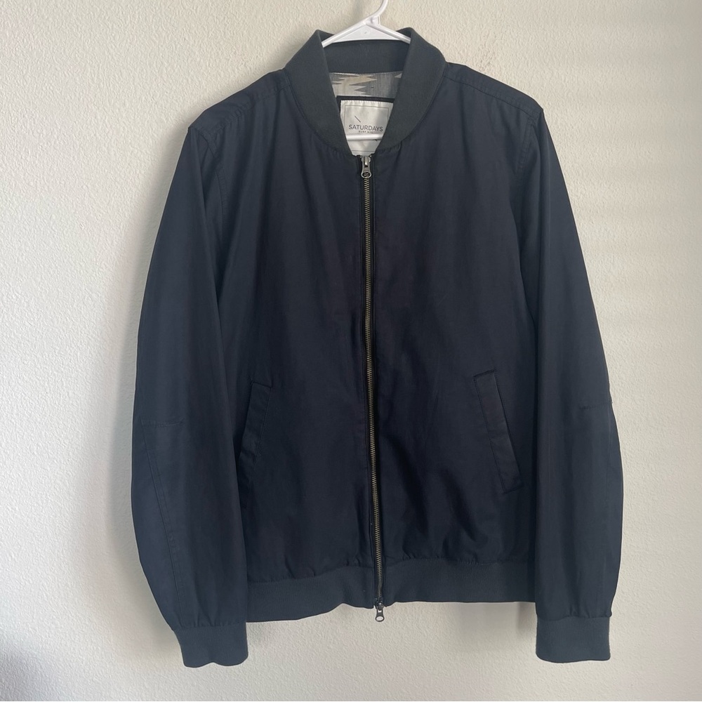 Saturdays Surf NYC Aztec Inner Pattern Zip Bomber Jacket